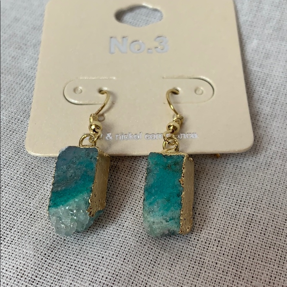 Aqua Druzy Drop Earrings